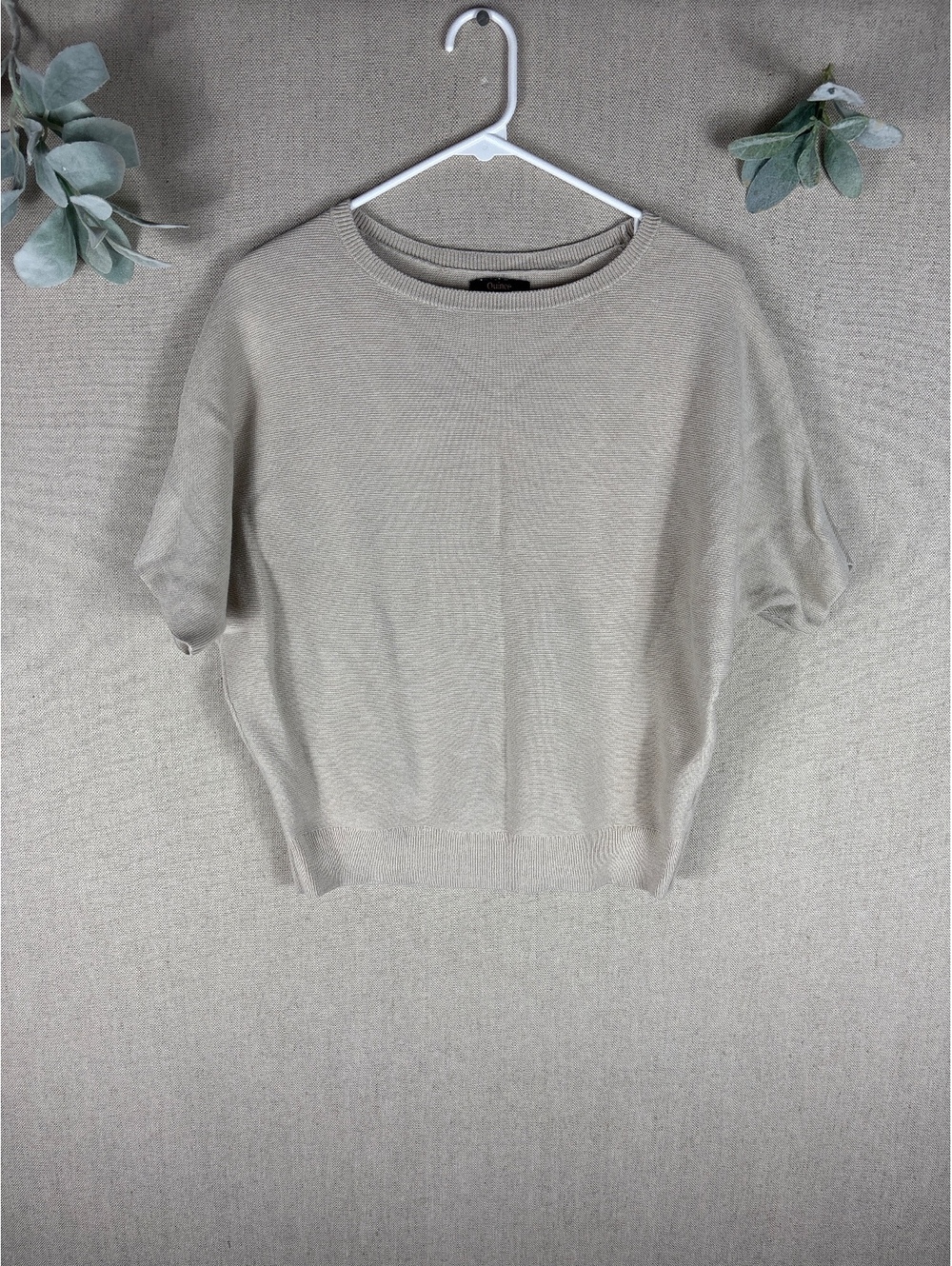 Quince > Oatmeal Short Sleeve Crew Neck Sweater Cotton Cashmere Small